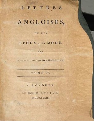 Lettres Angloises, Ou Les Epoux A La Mode. 4