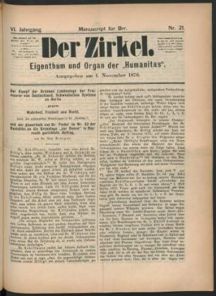 Nr. 21. Ausgegeben am 1. November 1876.
