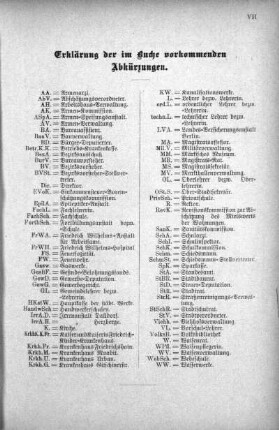 Erklärung der Abkürzungen