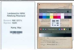 Entnazifizierung Max Kamp , geb. 28.03.1905 (Fahrbereitschaftsleiter)
