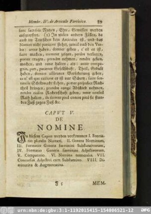 Caput V. De Nomine.