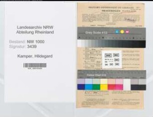 Entnazifizierung Hildegard Kamper, geb. 20.02.1912 (Med.techn.Assistentin)