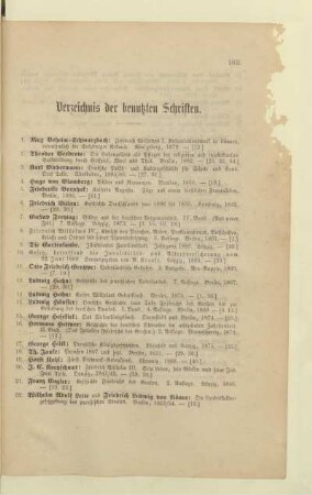 Verzeichnis der benutzen Schriften