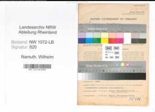 Entnazifizierung Wilhelm Namuth , geb. 08.03.1892 (Bankbeamter)