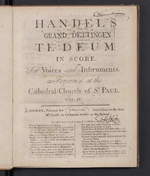 Handel's grand Dettingen Te Deum in score
