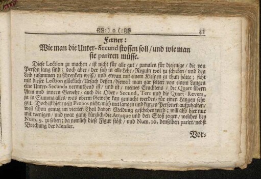 Ferner: Wie man die Unter-Secund stossen soll/ und wie man sie pariren müsse