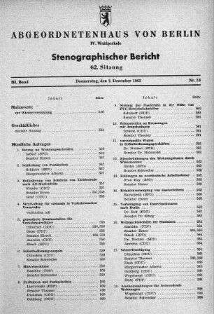 Nr. 18 (62), 2. Dezember 1965