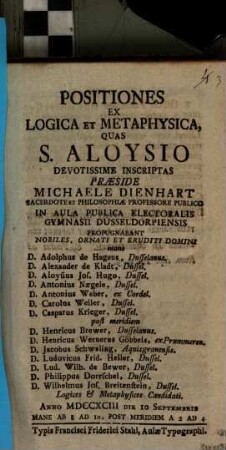 Positiones ex logica et metaphysica