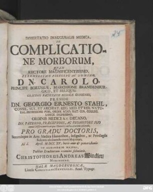 Dissertatio Inauguralis Medica, De Complicatione Morborum