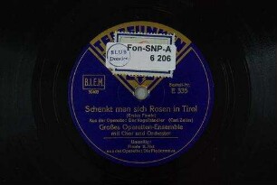 Schenkt man sich Rosen in Tirol (erstes Finale) : aus der Operette: Der Vogelhändler / (Carl Zeller)