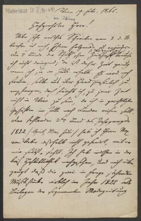 Brief an Friedrich Wilhelm Jähns : 19.02.1865