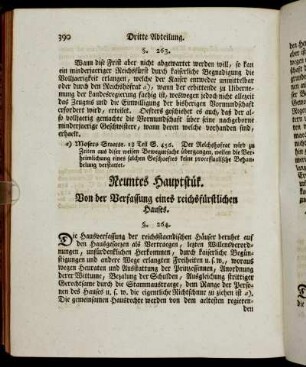 Neuntes Hauptstük. Von der Verfassung eines reichsfürstlichen Hauses