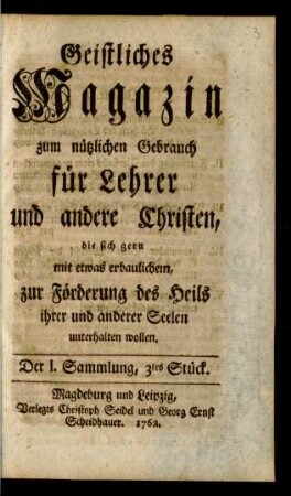 Der I. Sammlung, 3tes Stück.