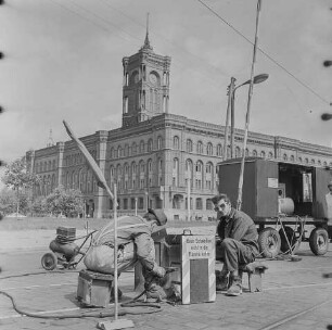 Schweißarbeiten, Mühlendamm, Berlin-Mitte, 1966 SW-Foto © Kurt Schwarz.