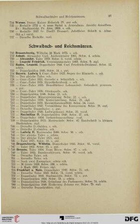 Schwalbach- und Reichsmünzen (Nr. 718-827)