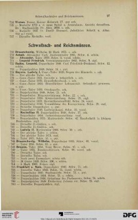 Schwalbach- und Reichsmünzen (Nr. 718-827)