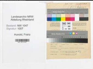 Entnazifizierung Franz Hunold , geb. 31.05.1898 (Zollbeamter)