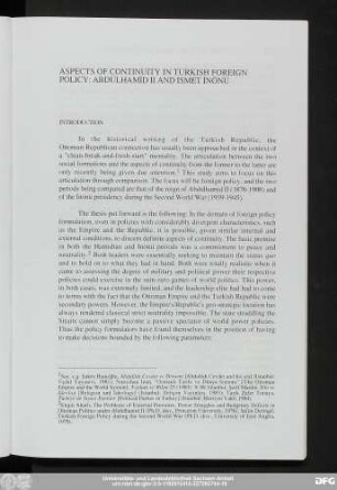 Aspects Of Continuity In Turkish Foreign Policy: Abdülhamıd II And İsmet İnönü