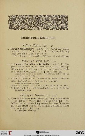 Italienische Medaillen (Nr. 1-103)