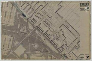 Gutachten Autobahn-Überbauung Rehberge (nicht realisiert) – System 2: Lageplan. Berlin-Wedding, Windhuker Straße