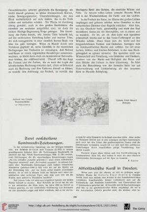 Zwei verschollene Rembrandt-Zeichnungen