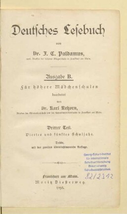 Teil 3 = 4. und 5. Schuljahr, [Schülerband]: [Teil 3 = 4. und 5. Schuljahr, [Schülerband]]