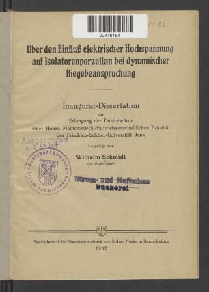 Über den Einfluß elektrischer Hochspannung auf Isolatorenporzellan bei dynamischer Biegebeanspruchung