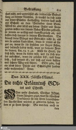 Das XXX. Hülffs-Mittel. Die rechte Erkänntniß Gottes und Christi