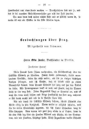 Beobachtungen über Prag. Mitgetheilt von Lehmann