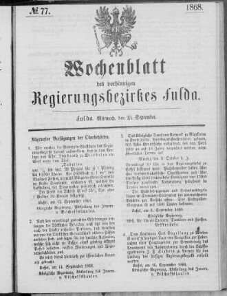 No. 77., Ausgabe vom 23. September 1868