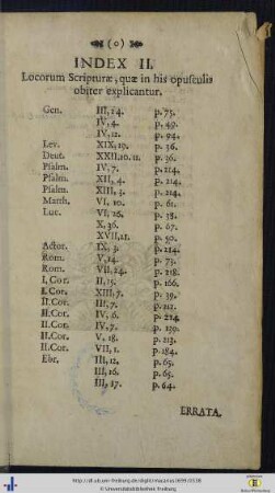 Index II. Locorum Scripturae, quae in his opusculis obiter explicantur.