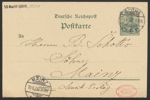 Brief an B. Schott's Söhne : 09.06.1900