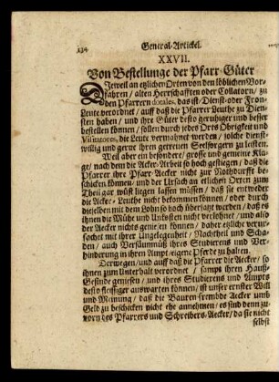 XXVII. Von der Bestellunge der Pfarr-Güter.