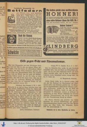 Hilfe gegen Gicht und Rheumatismus.
