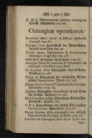 Chirurgicæ operationes.