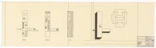 Hochschulbibliothek, Karlsruhe Neubau: Vorentwurf 2. Lageplan, Grundriss EG und 1.OG, Schnitt, 1:500