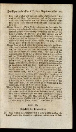 Sect. IX. Regulativ der Pronomina.