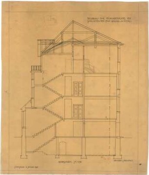 Billing, Hermann; Karlsruhe, Amalienstr. 59 / Leopoldstr. 7c; Billing und Vittali, Büro und Atelierhaus - Querschnitt