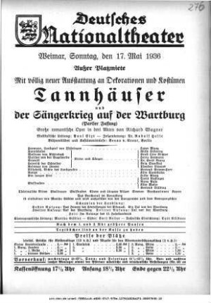 Tannhäuser und Der Sängerkrieg auf Wartburg