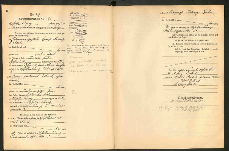 Standesamtsbuch der Stadt Aschaffenburg: Eheschließungen 252/1930 - 130/1931