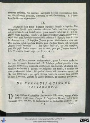 De Reliquis Quinque Sacramentis.