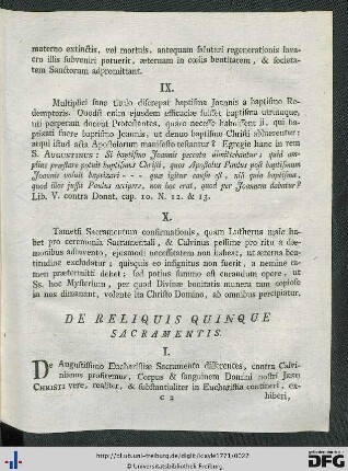 De Reliquis Quinque Sacramentis.