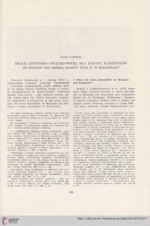 41: Prace Antoniego Frączkowicza dla zakonu kamedułów ze studiów nad Rzeżba Połowy XVIII w. w. Małopolsce