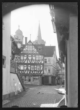 Fachwerkhaus Schuhwaren Karl Dreßler Ecke Rathausgasse und Pfarrgasse