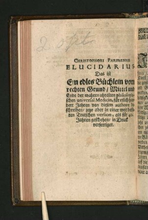 Christophori Parisiensis Elucidarius. Das ist Ein edles Büchlein ...