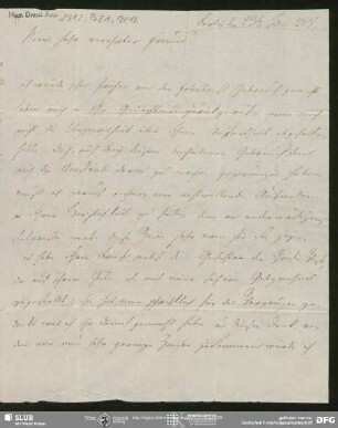 Eigenh. Brief von Carl von Clausewitz an August Wilhelm von Schlegel, Berlin, 23.01.1808