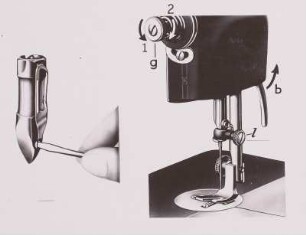 Nähmaschine, Lehrtafel, Seidel und Naumann, um 1910
