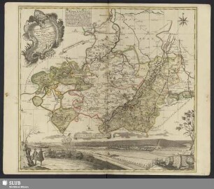 Accurate Geographische Delineation Des Stiffts Naumburg und Zeitz mit denen Churfürstl. Sächsl.Schul-Ambt Pforta Pegau, Tautenburg und Angrenzende etc.