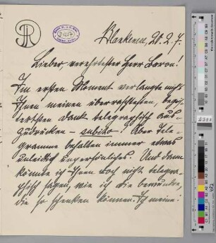 Brief an Detlev von Liliencron
