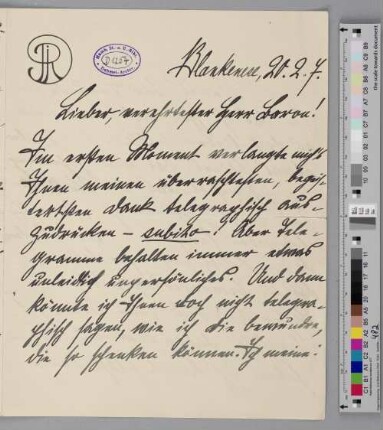 Brief an Detlev von Liliencron